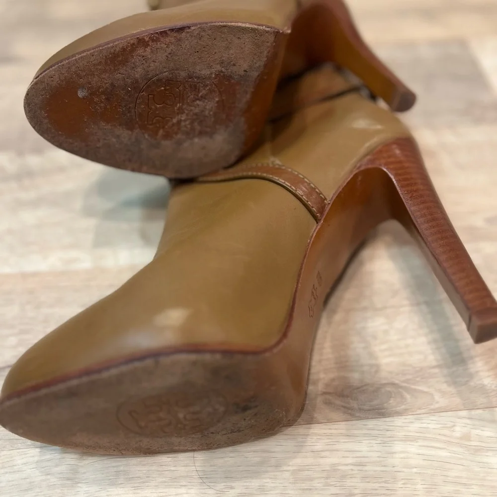 Tory Burch Cognac Dorese Leather Boot Bootie Sz 10